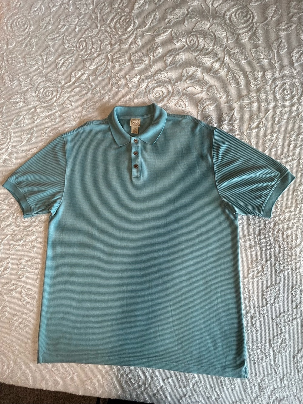 Jos A Bank Mens XXL Aqua Striped Polo Shirt Short Sleeve Soft Vintage Casual